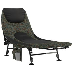 vidaXL Lit de p&ecirc;che avec pieds &agrave; boue r&eacute;glables pliable camouflage