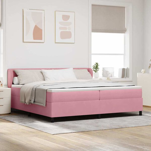 vidaXL Lit &agrave; ressorts avec matelas Rose 200 x 200 cm Velours