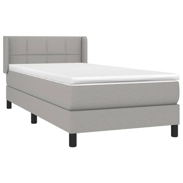 vidaXL Sommier &agrave; lattes de lit avec matelas Gris clair 90x200 cm Tissu