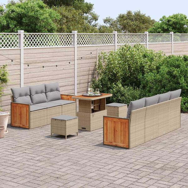 vidaXL Ensemble de canap&eacute; de jardin 10 pcs Beige et Gris clair