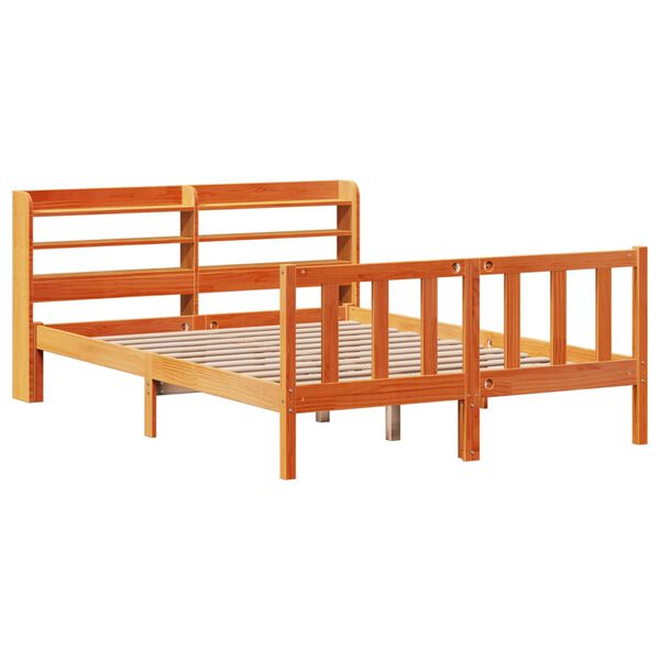 vidaXL Cadre de lit et t&ecirc;te de lit sans matelas cire marron 150x200 cm