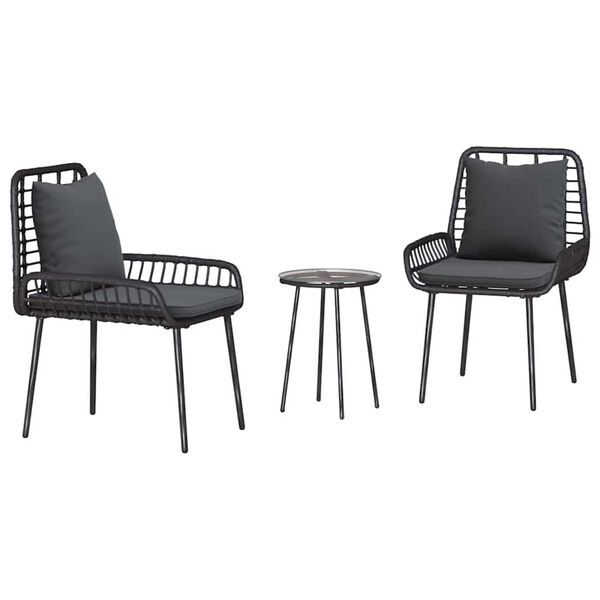 vidaXL Ensemble de salle à manger pour jardin 3 pcs Noir et anthracite