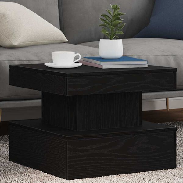 vidaXL Table basse avec lumières LED chêne noir 50x50x40 cm