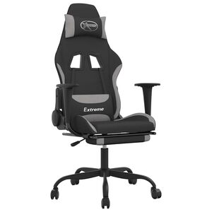 vidaXL Chaise de jeu avec repose-pied Noir et gris clair Tissu