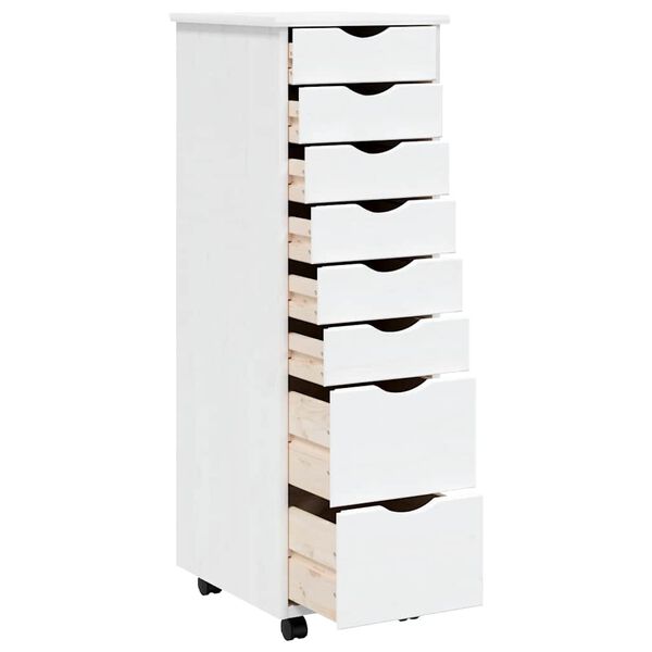 vidaXL Armoire roulante avec tiroirs MOSS blanc bois de pin solide