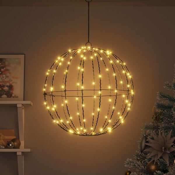 vidaXL Boule avec 160 LED Blanc chaud 50 cm M&eacute;tal