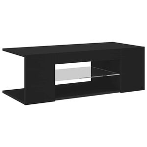 vidaXL Meuble TV avec lumi&egrave;res LED Noir 90x39x30 cm