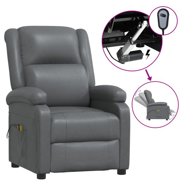 vidaXL Fauteuil de massage électrique Anthracite Similicuir