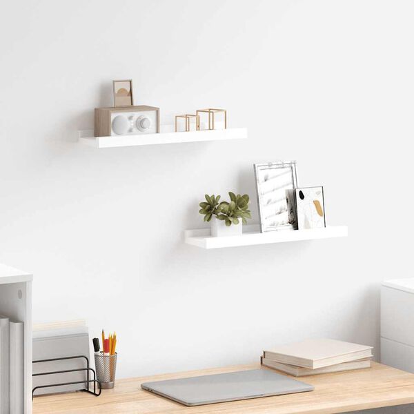 vidaXL &Eacute;tag&egrave;res &agrave; rebord pour cadre photo 2 pcs Blanc 40x9x3 cm MDF