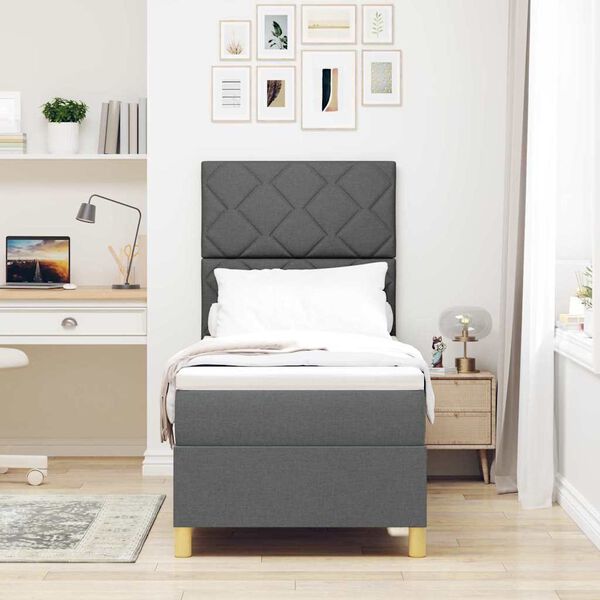 vidaXL Lit &agrave; ressorts avec matelas Gris fonc&eacute; 80 x 200 cm tissu