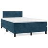 vidaXL Sommier &agrave; lattes de lit et matelas bleu fonc&eacute; 120x190cm velours