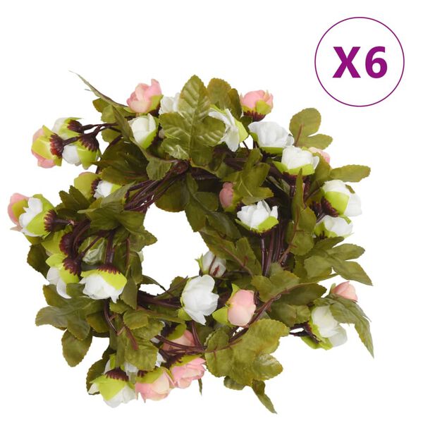 vidaXL Guirlandes de fleurs 6 pcs champagne 215 cm
