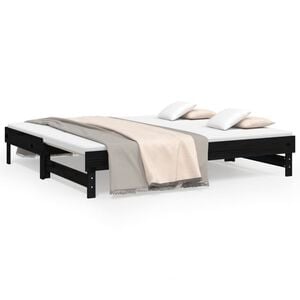 vidaXL Lit coulissant sans matelas noir 2x(90x190) cm