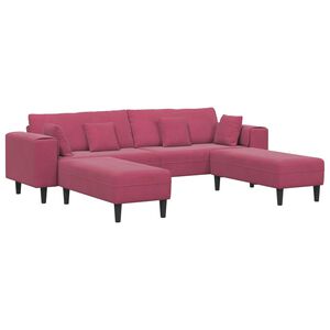 vidaXL Canap&eacute; avec coussin 3 pcs Bordeaux Velours