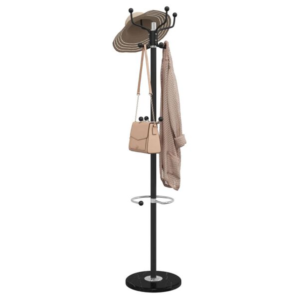 vidaXL Porte-manteau avec porte-parapluie noir fer enduit de poudre