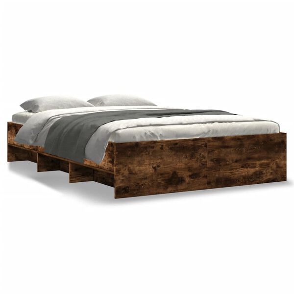 vidaXL Cadre de lit sans matelas ch&ecirc;ne fum&eacute; 140x190 cm bois ing&eacute;nierie