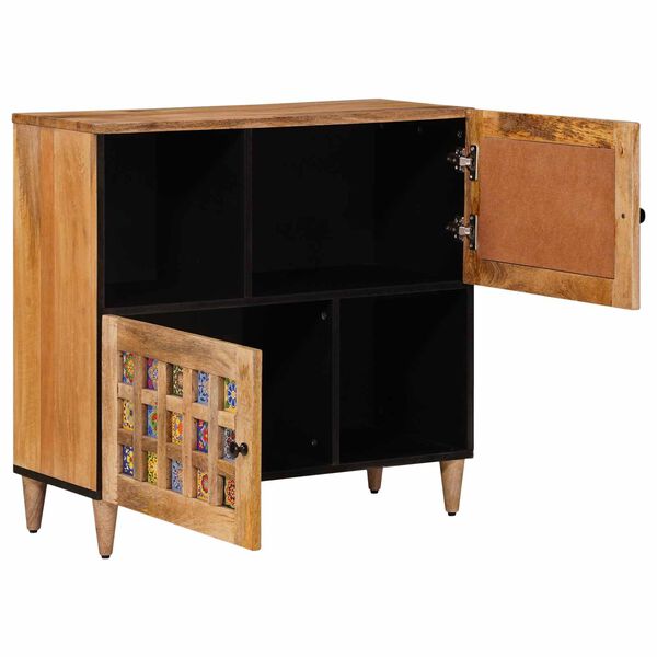 vidaXL Buffet avec porte Naturel 80 x 33 x 75 cm Bois de mangue massif