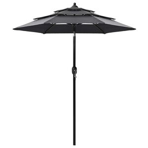 vidaXL Parasol de jardin &agrave; 3 niveaux avec m&acirc;t en aluminium anthracite
