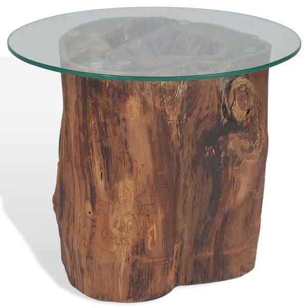 vidaXL Table basse Teck Verre 50x40 cm