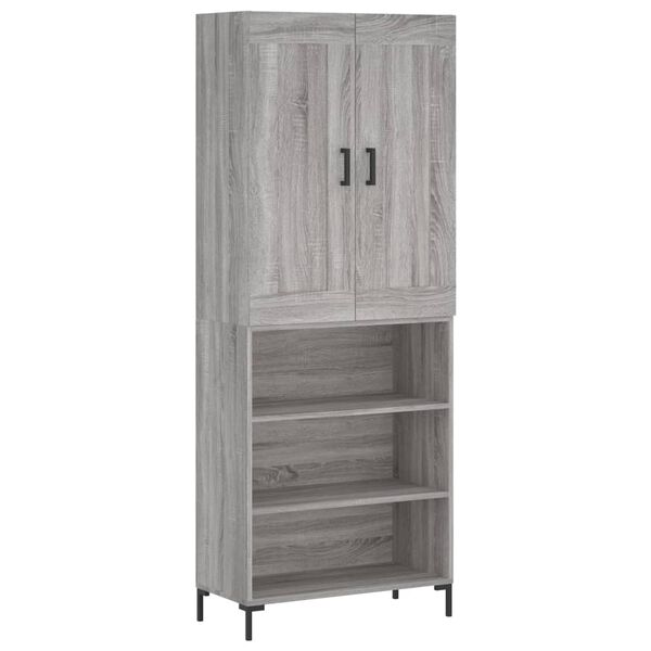 vidaXL Buffet haut Sonoma gris 69,5x34x180 cm Bois d'ing&eacute;nierie
