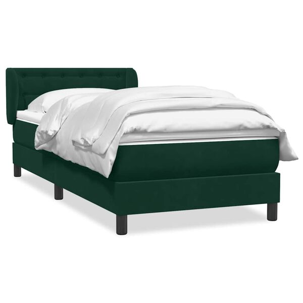 vidaXL Sommier &agrave; lattes de lit et matelas vert fonc&eacute; 80x220 cm velours