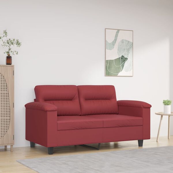 vidaXL Canap&eacute; &agrave; 2 places Rouge bordeaux 120 cm Similicuir