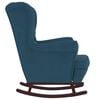 vidaXL Fauteuil &agrave; bascule &agrave; oreilles en velours bleu bois massif