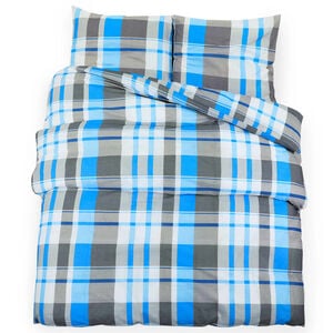 vidaXL Ensemble de housse de couette Bleu et gris 140x200 cm Coton
