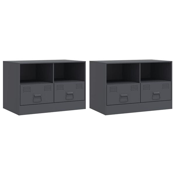 vidaXL Meubles TV 2 pcs anthracite 67x39x44 cm acier
