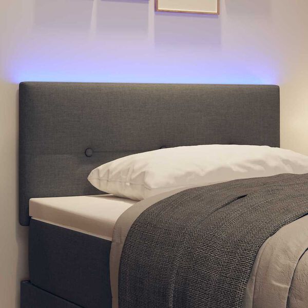 vidaXL Tête de lit LED avec tête de lit Gris foncé 100 cm Polyester