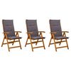vidaXL Chaises de jardin inclinables 3 pc Naturel Bois d'Acacia Massif