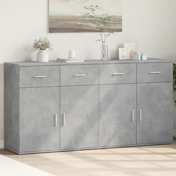 vidaXL Buffets 2 pcs gris béton 79x38x80 cm bois d'ingénierie
