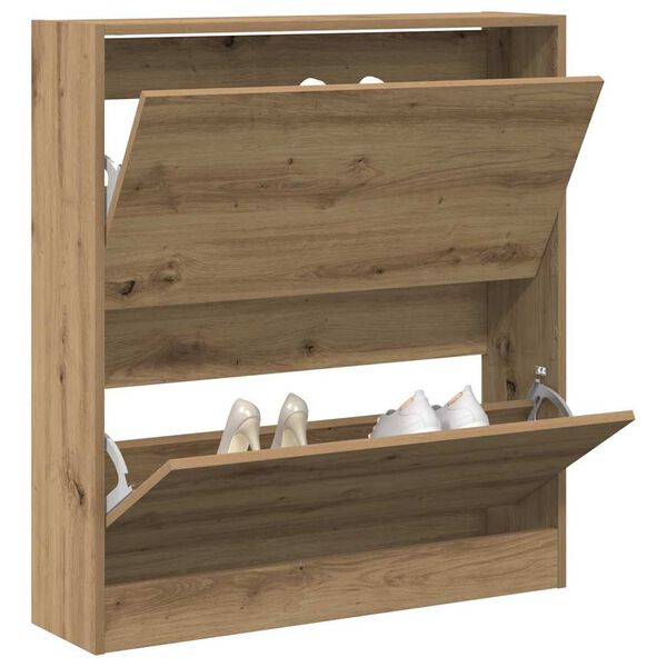 vidaXL Cabinet &agrave; chaussures avec &eacute;tag&egrave;re Ch&ecirc;ne fum&eacute; 80 x 21 x 87,5 cm