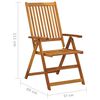 vidaXL Chaises pliables de jardin lot de 3 avec coussins Bois d'acacia