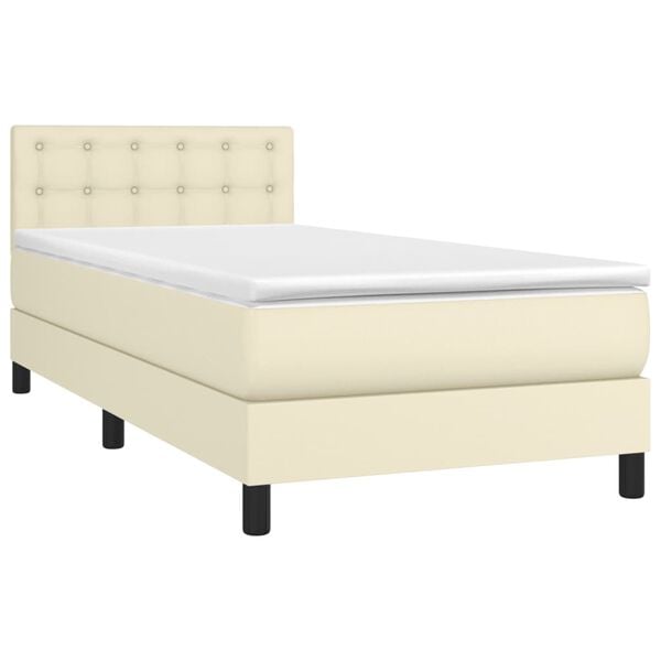 vidaXL Sommier &agrave; lattes de lit avec matelas et LED Cr&egrave;me 80x200 cm