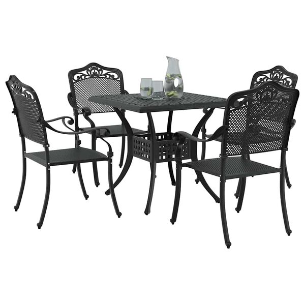 vidaXL Ensemble de tables de jardin 5 pcs Noir Aluminium coul&eacute;