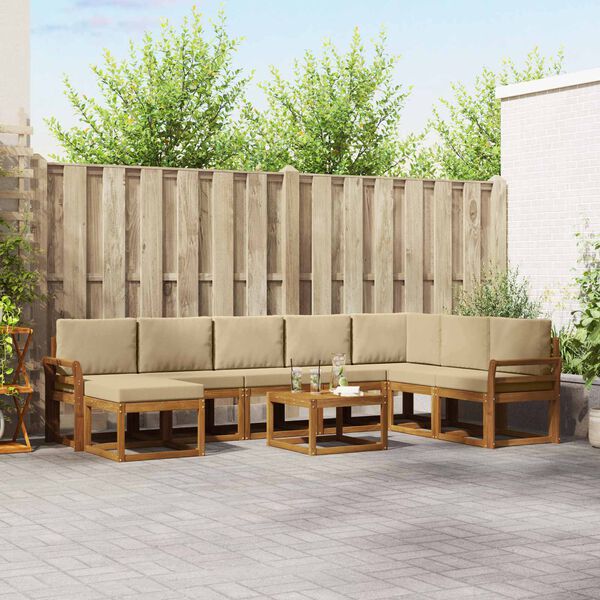 vidaXL Ensemble de canap&eacute;s d'ext&eacute;rieur 9 pcs Naturel et Beige