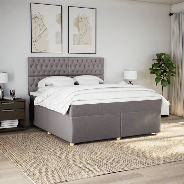 vidaXL Sommier &agrave; lattes de lit avec matelas Taupe 180x200 cm Tissu
