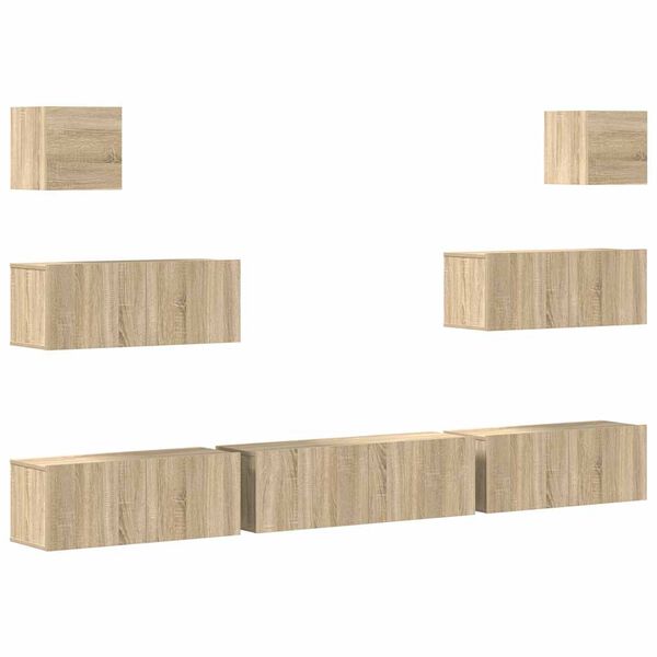 vidaXL Ensemble de meubles TV 7 pcs Ch&ecirc;ne sonoma Bois d'ing&eacute;nierie