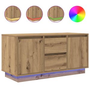 vidaXL Meuble TV avec &eacute;clairages LED ch&ecirc;ne artisanal 100x41x50 cm
