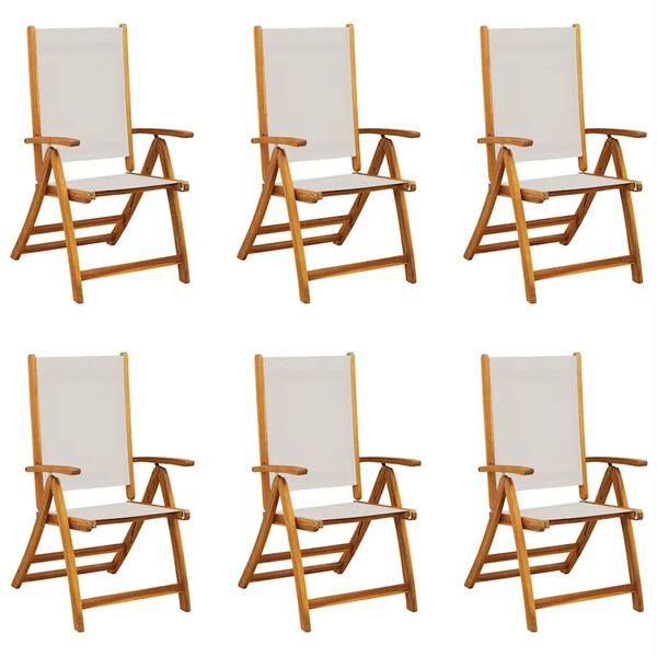 vidaXL Chaises pliables de jardin lot de 6 bois d'acacia et textil&egrave;ne