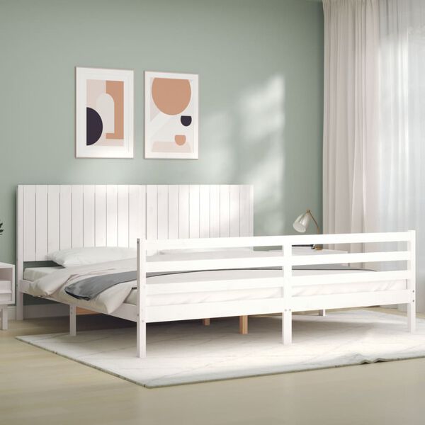 vidaXL Cadre de lit sans matelas blanc 200x200 cm bois massif