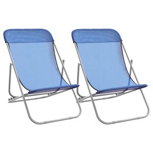 vidaXL Chaises plage pliantes lot de 2 textil&egrave;ne acier enduit poudre