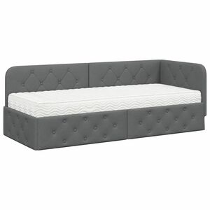 vidaXL Cadre de lit d'angle Gris fonc&eacute; 80 x 200 cm tissu