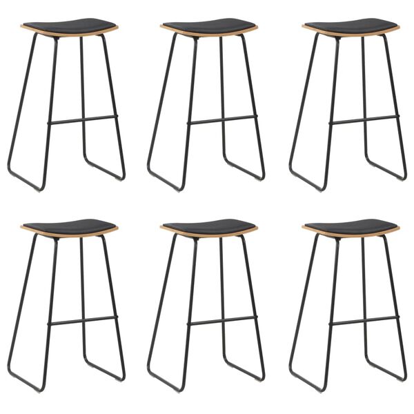 vidaXL Tabourets de bar lot de 6 noir similicuir