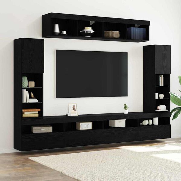 vidaXL Ensemble meuble TV 6 pcs Ch&ecirc;ne noir Bois d'ing&eacute;nierie