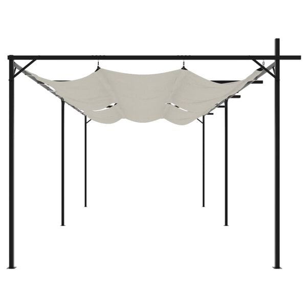 vidaXL Pergola avec toit r&eacute;tractable cr&egrave;me 589x292x230 cm