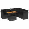 vidaXL Salon de jardin 7 pcs avec coussins noir r&eacute;sine tress&eacute;e