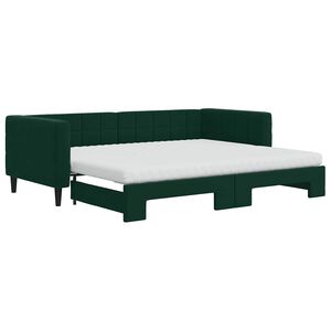 vidaXL Lit de jour avec gigogne et matelas vert fonc&eacute; 90x200cm velours
