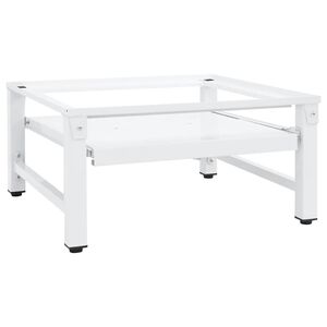 vidaXL Socle pour machine &agrave; laver avec &eacute;tag&egrave;re coulissante Blanc